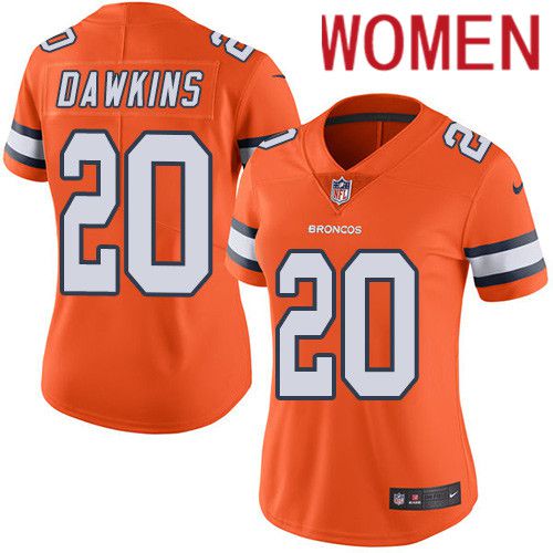 Women Denver Broncos #20 Duke Dawson Orange Nike Rush Vapor Limited NFL Jersey->women nfl jersey->Women Jersey